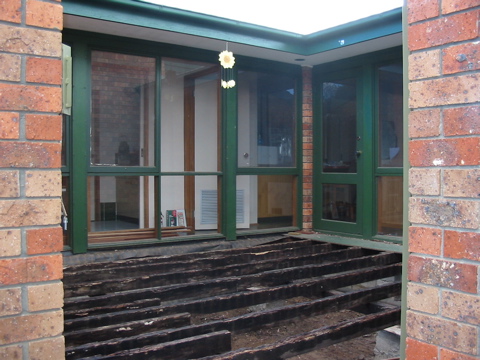 Our "Before" Deck, after Grant ripped up the decking.